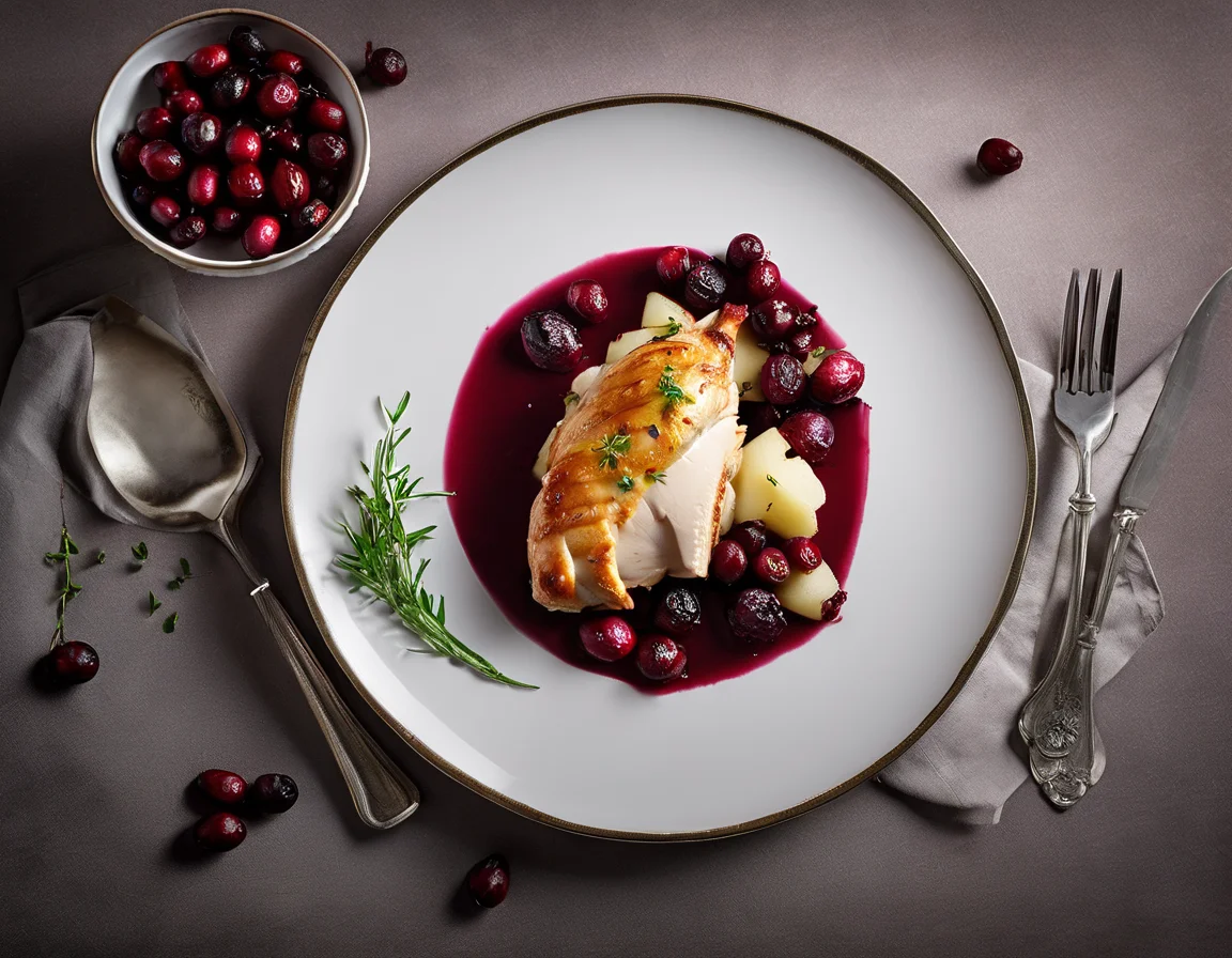 Pollo con Arándanos Rojos y Puré de Patatas