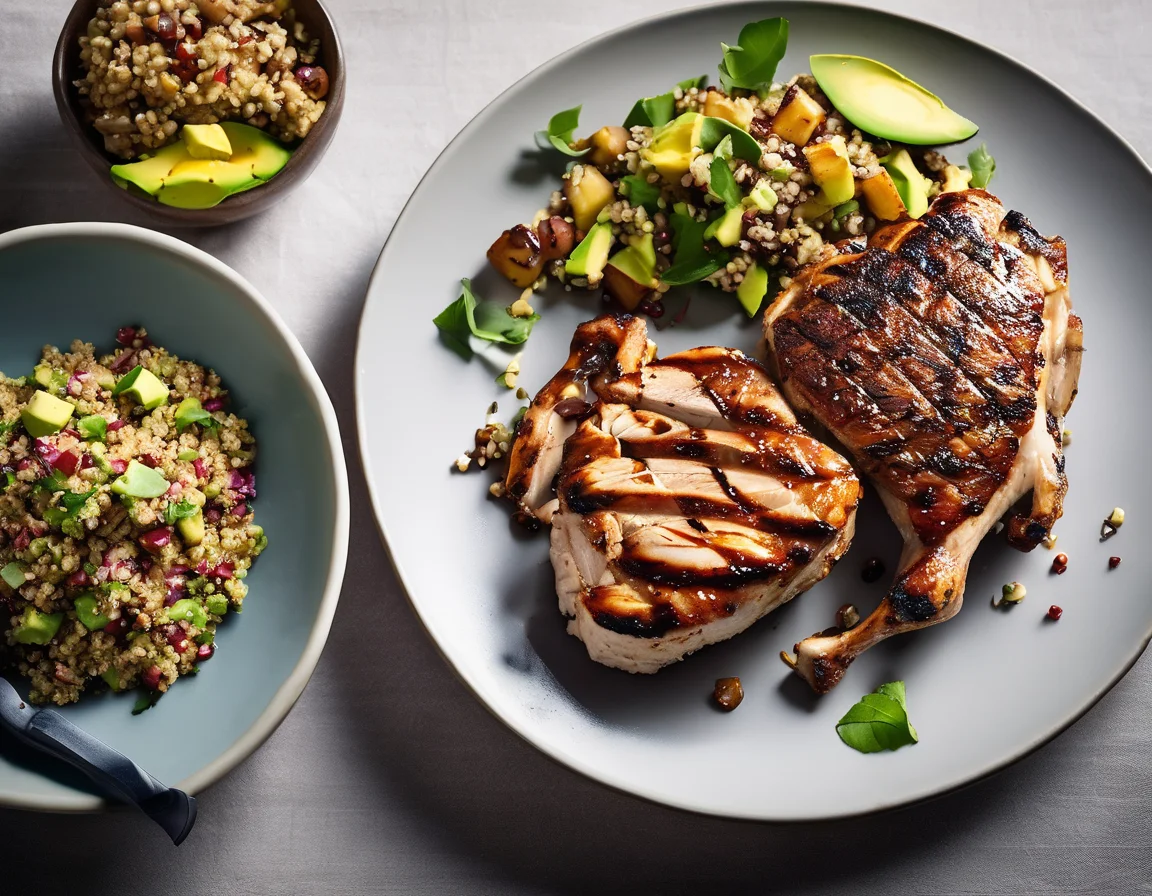 Pollo y Cordero a la Parrilla con Ensalada de Quinoa y Aguacate