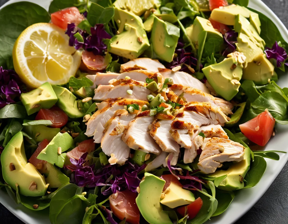 Ensalada de Pollo y Pescado con Aguacate y Limón