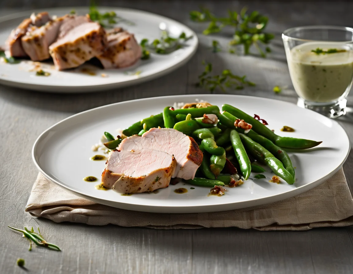Lomo de Cerdo con Judías Verdes en Salsa de Coco y Hierbas