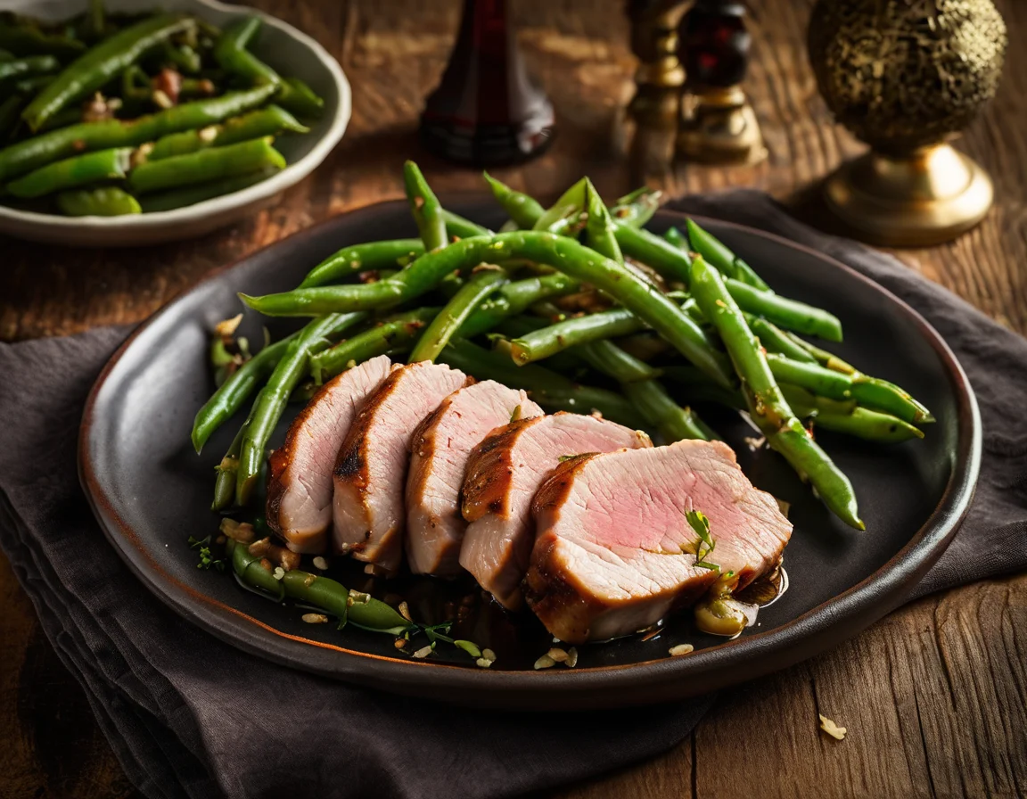 Lomo de Cerdo a la Española con Judías Verdes al Ajo