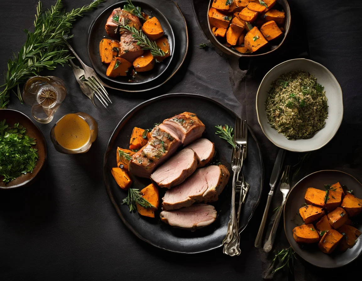 Filete de Cerdo Asado con Batatas y Hierbas Provenzales