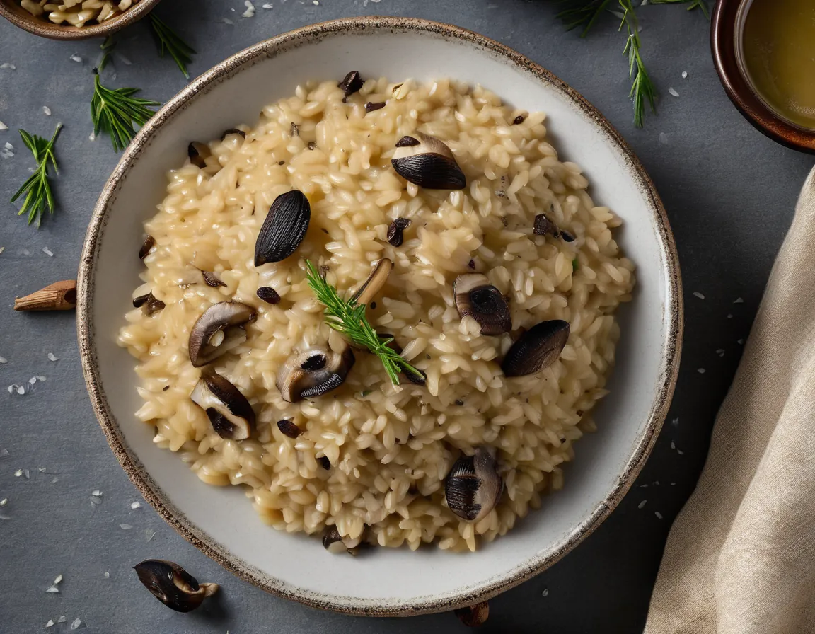 Risotto de Arroz Integral con Champiñones y Azafrán