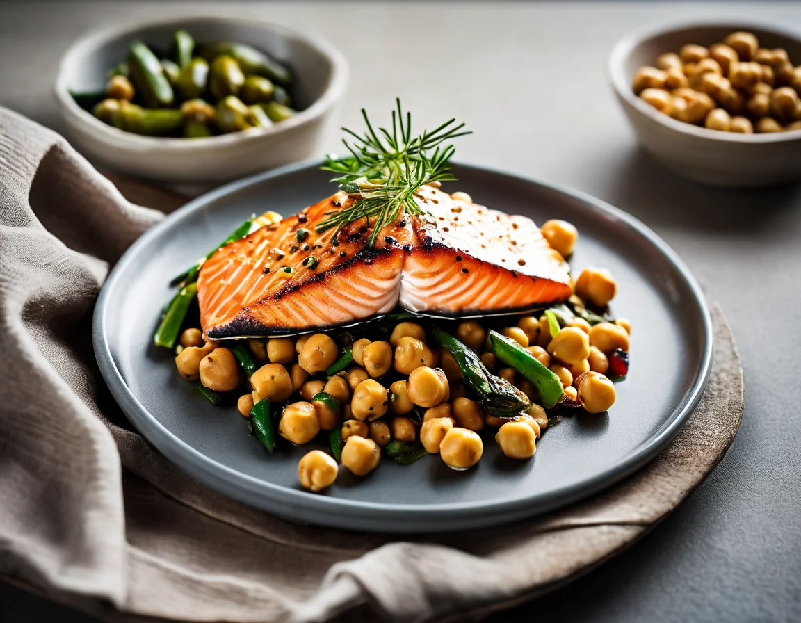 Salmón a la Plancha con Garbanzos y Espinacas al Estilo Andaluz