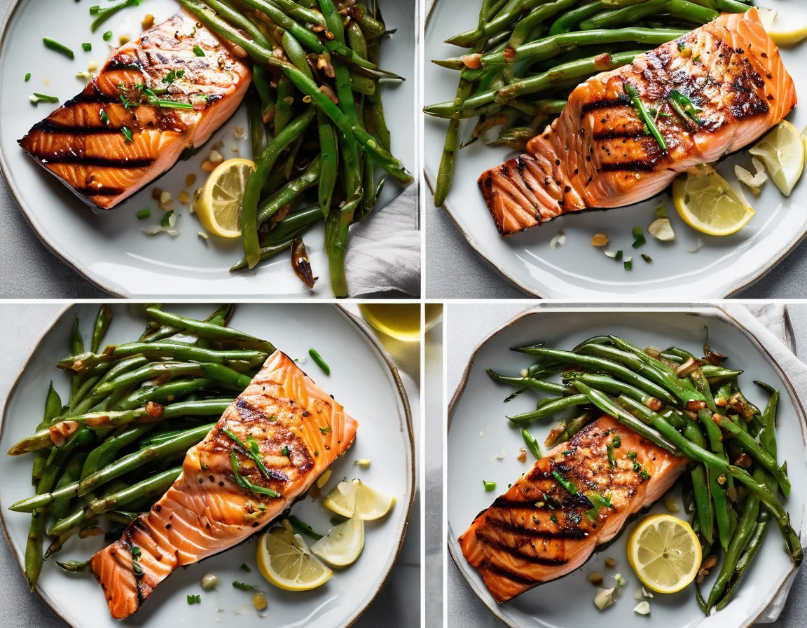 Salmón a la Plancha con Judías Verdes al Ajillo