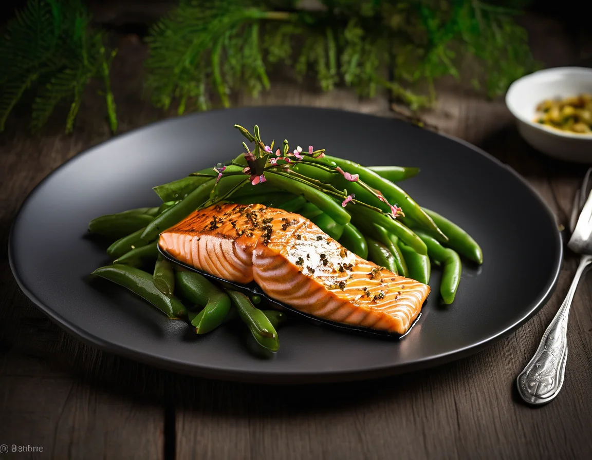 Salmón de la Selva con Judías Verdes Tropicales