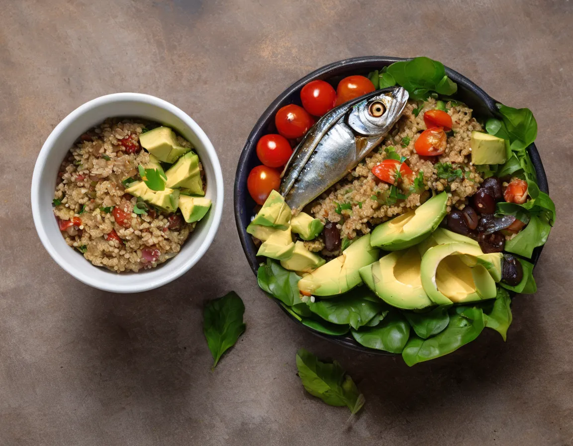 Sardina Asada con Farofa de Avena y Ensalada Tropical
