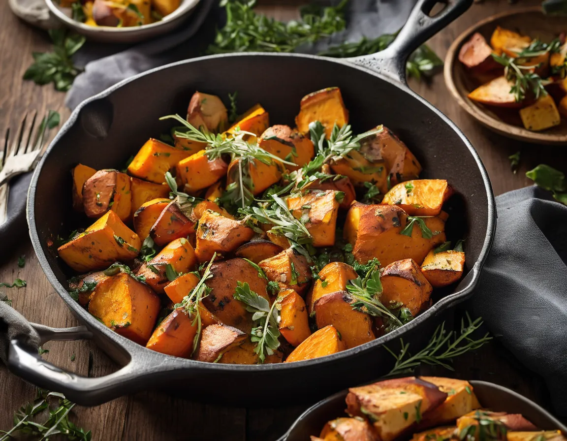 Sartén de Batata Asada y Pollo con Hierbas