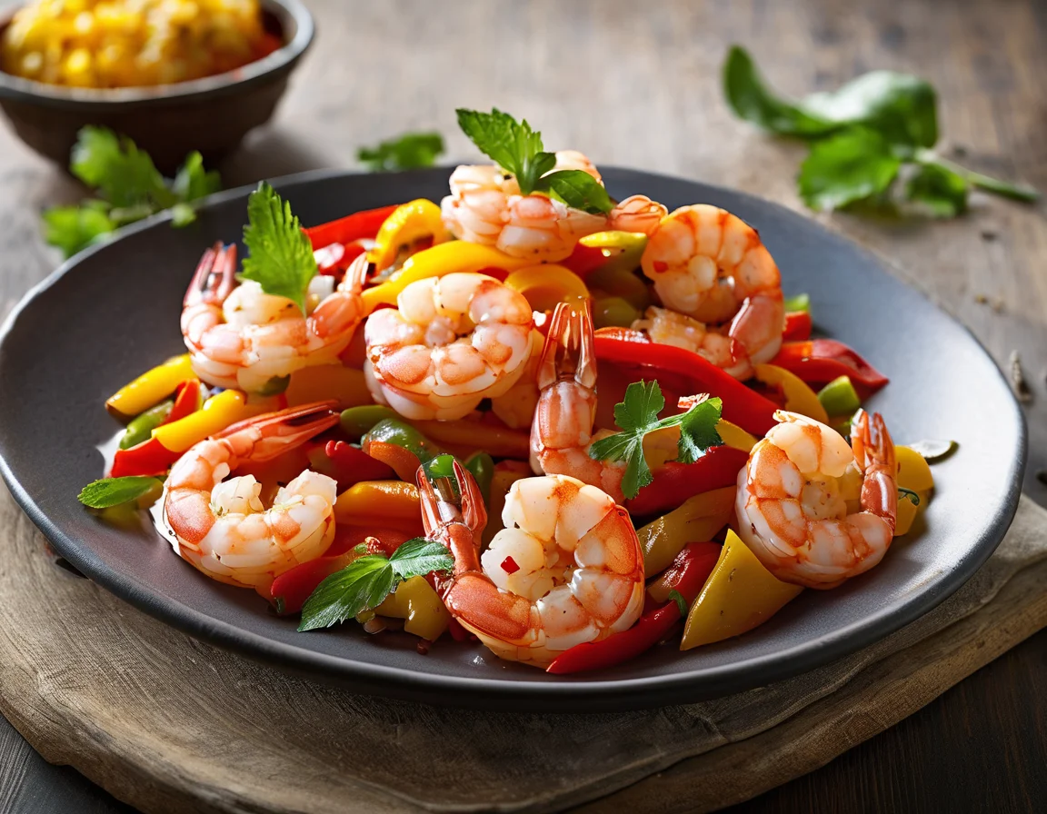 Gambas con Pimientos Asados al Estilo Mediterráneo