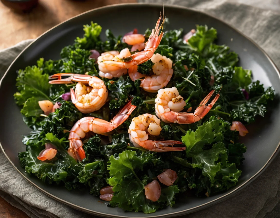 Camarones a la Provenzal sobre Lecho de Kale