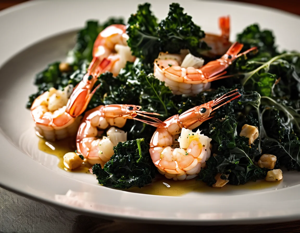 Gambas al Ajillo con Kale Salteado