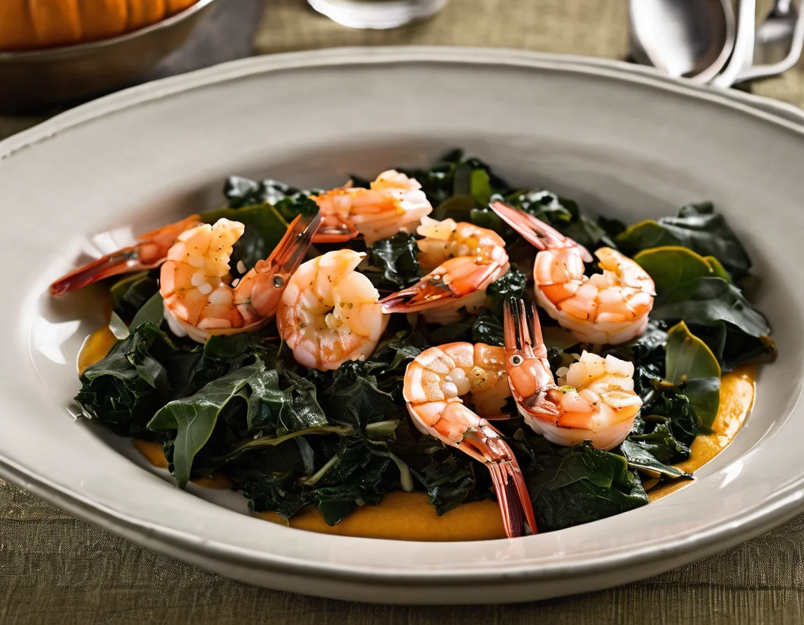 Gambas al Ajillo con Kale Salteado