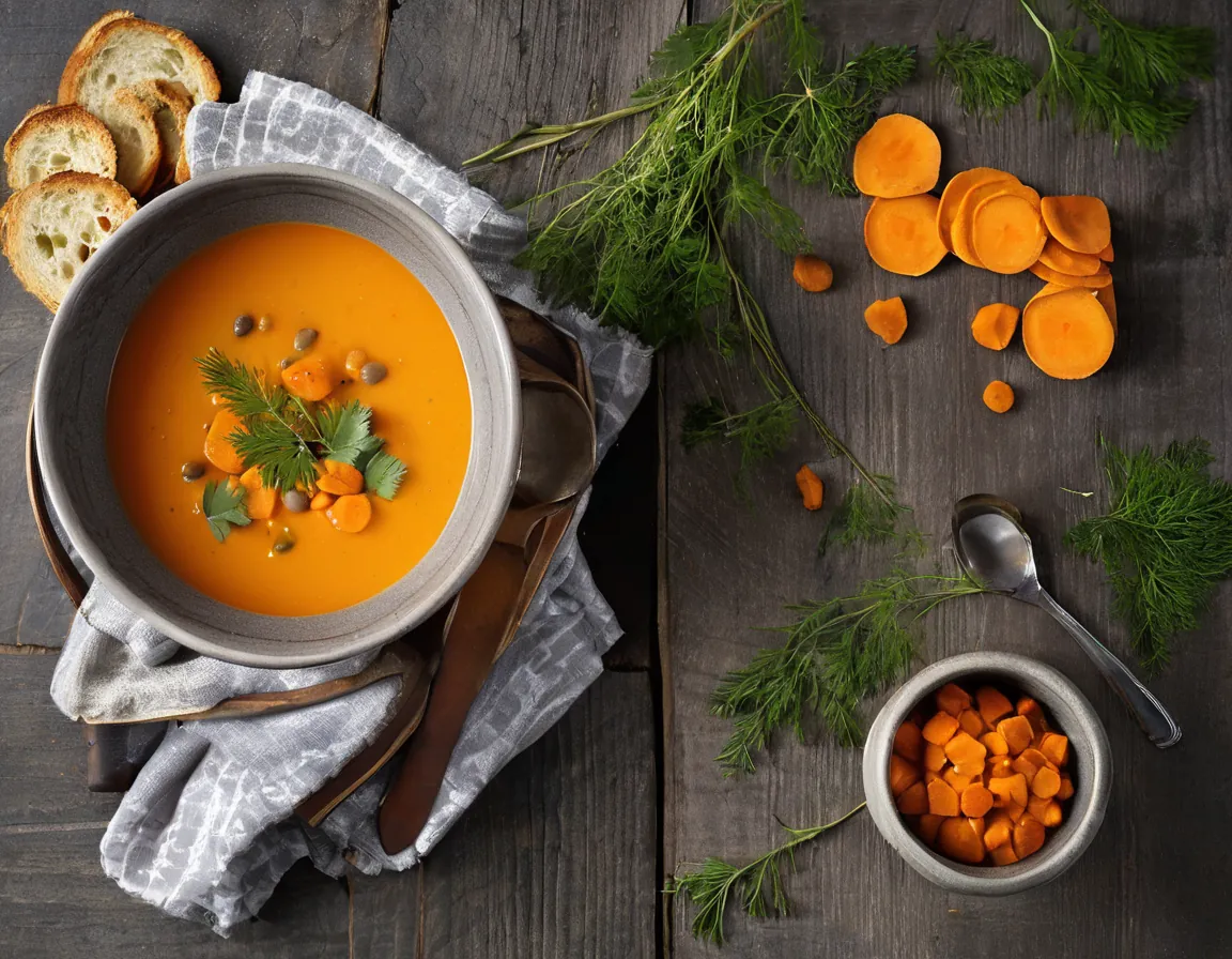 Sopa canadiense de zanahorias con lentejas y jarabe de arce