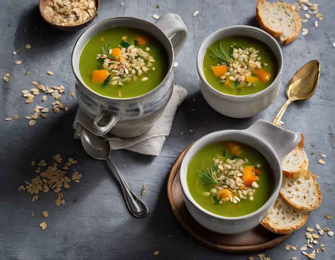 Sopa de Avena con Verduras de Primavera