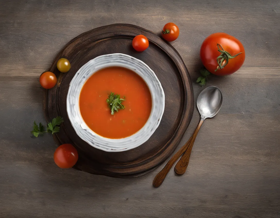 Sopa de tomate canadiense con lentejas y salmón