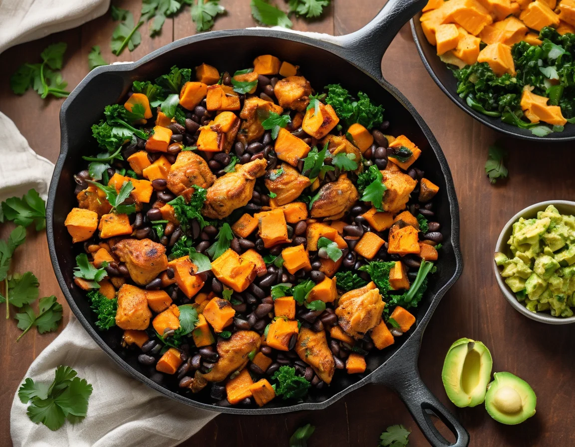 Pollo al Romero con Puré de Boniato y Ensalada de Espinacas