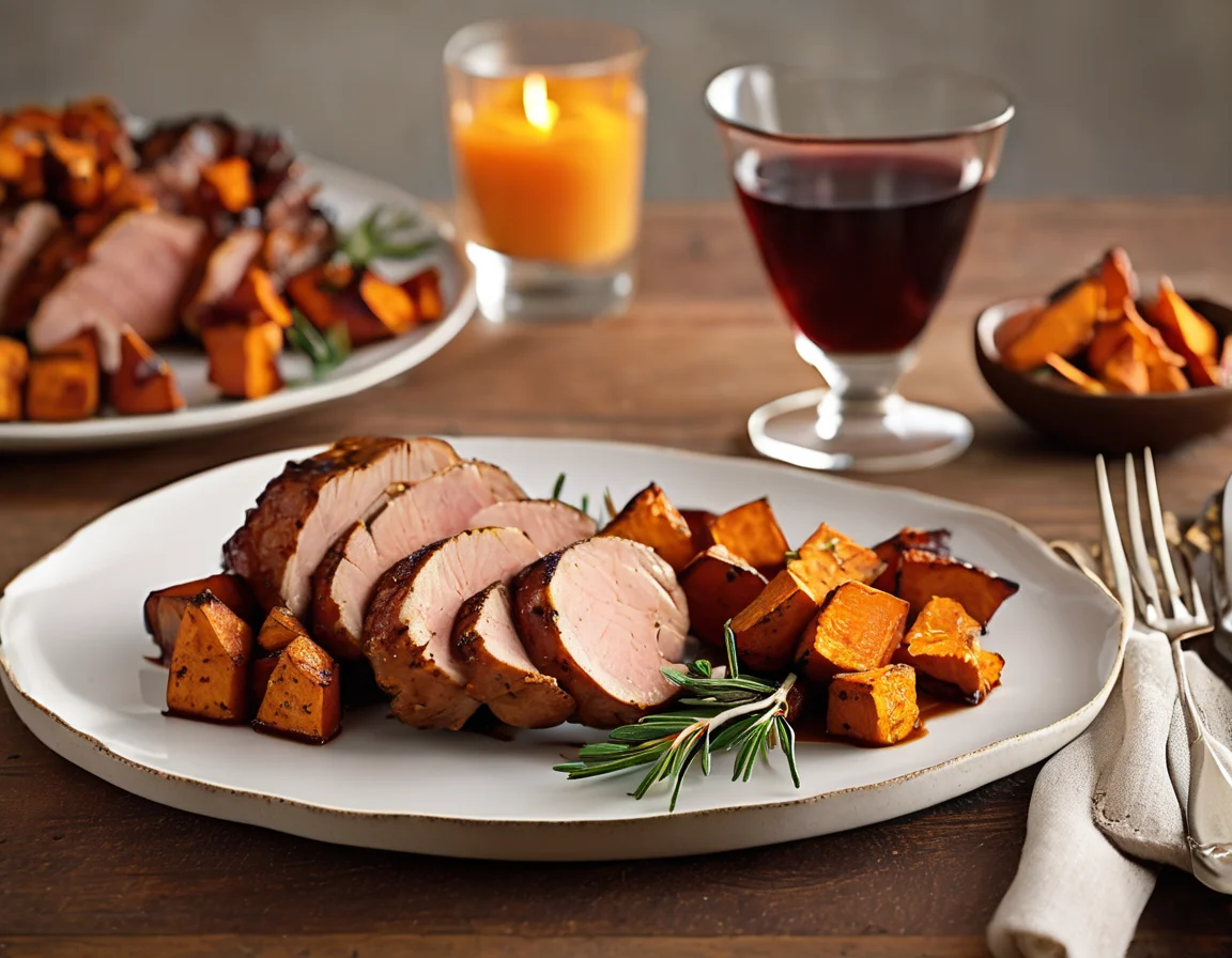 Lomo de Cerdo con Puré de Boniato y Hierbas Mediterráneas