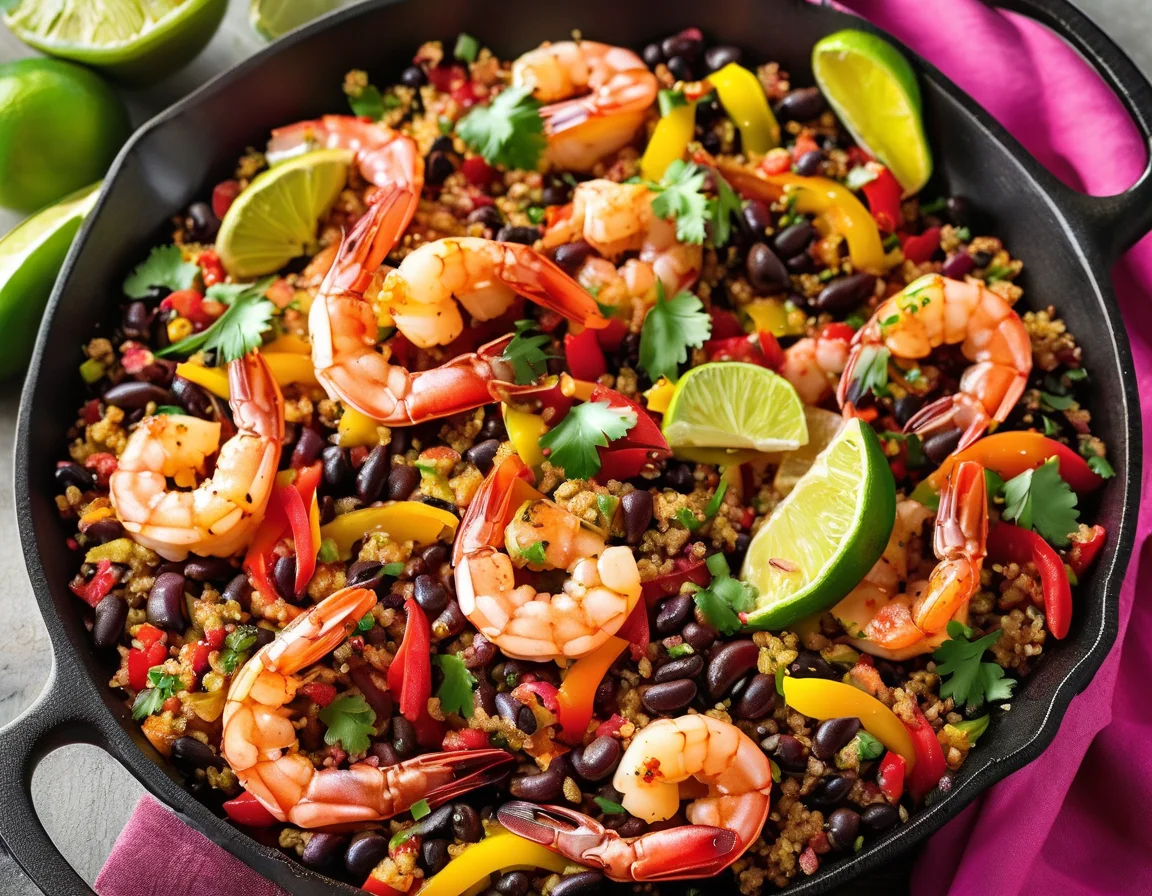 Gambas al Ajillo con Pimientos Asados y Garbanzos