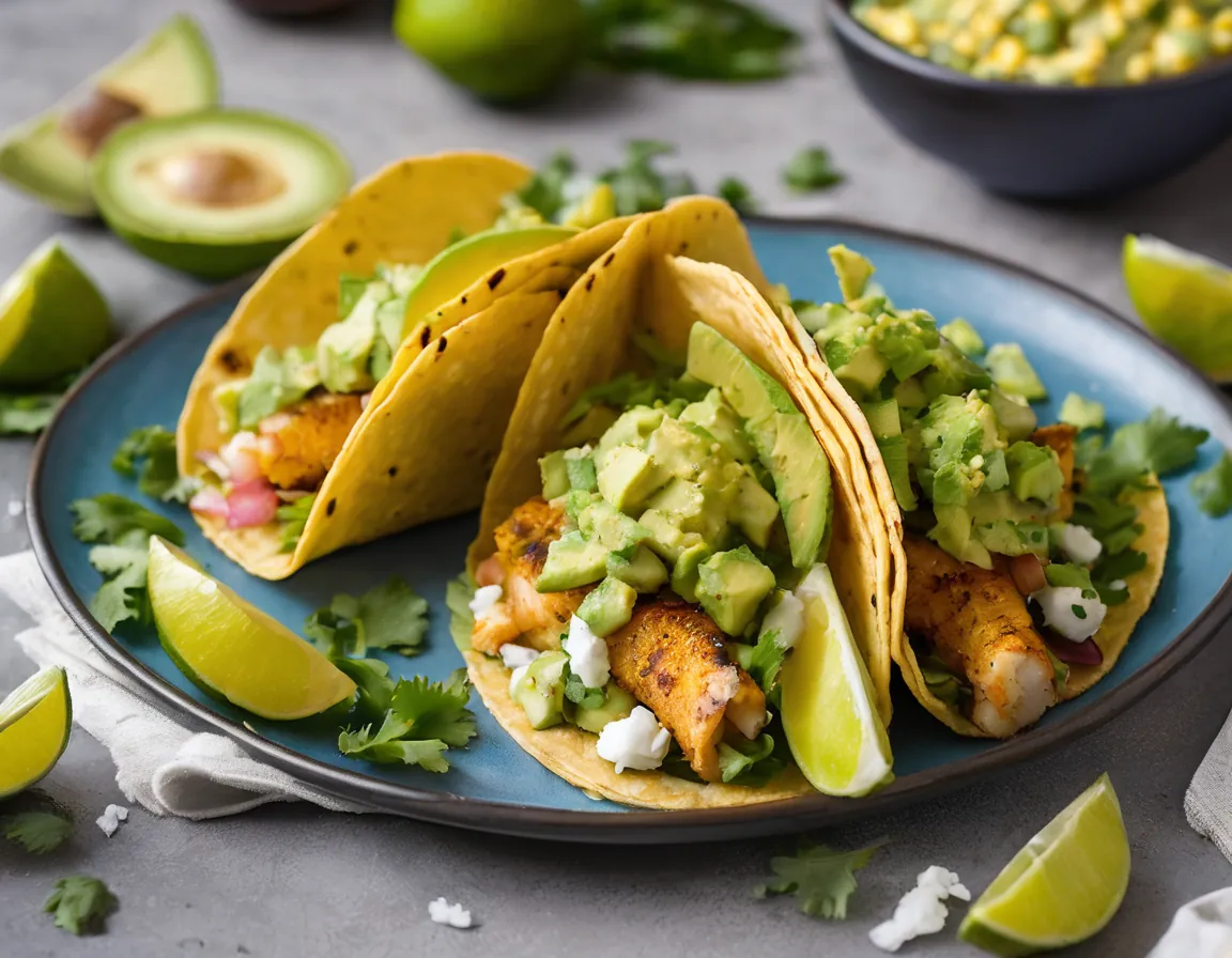 Tacos de Pescado con Ensalada de Maíz y Aguacate Adaptado para Hipercolesterolémia