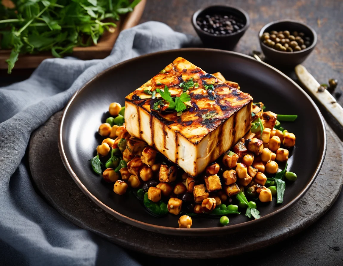 Tofu a la Plancha con Garbanzos al Pimentón