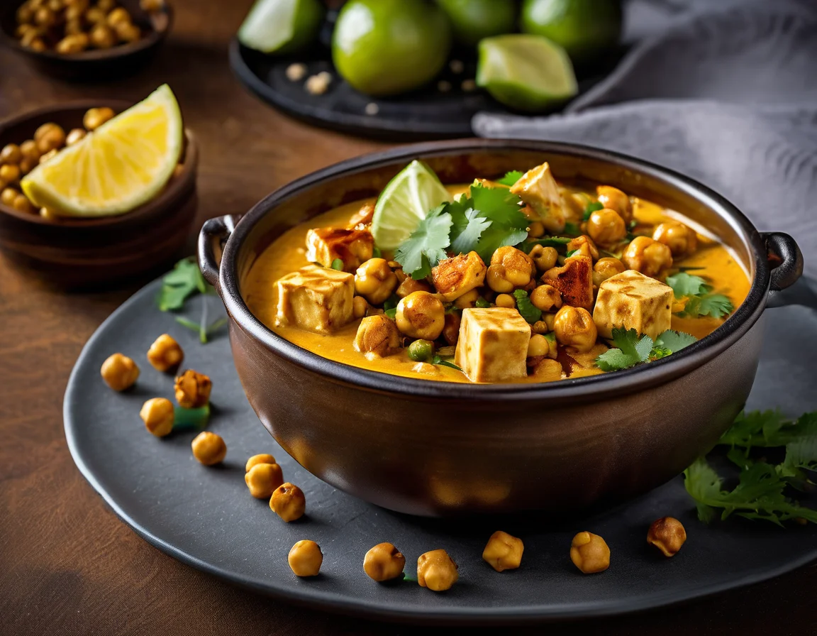 Moqueca de Tofu Tropical con Garbanzos Asados