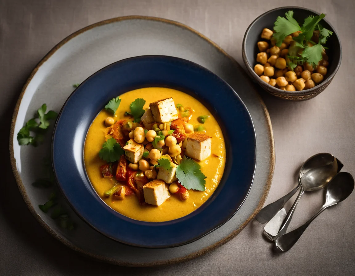 Moqueca de Tofu con Puré de Garbanzo Tropical