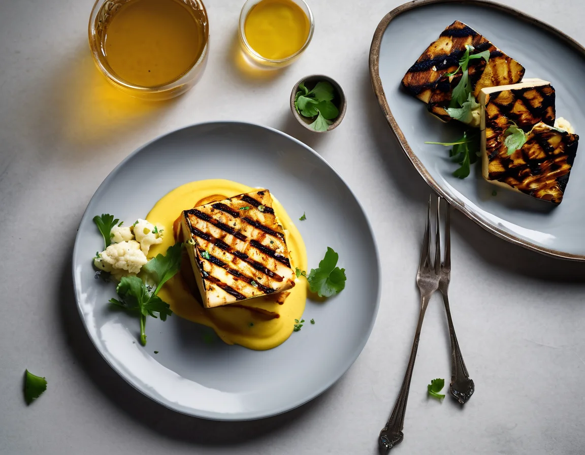Tofu a la Plancha con Puré de Coliflor al Azafrán