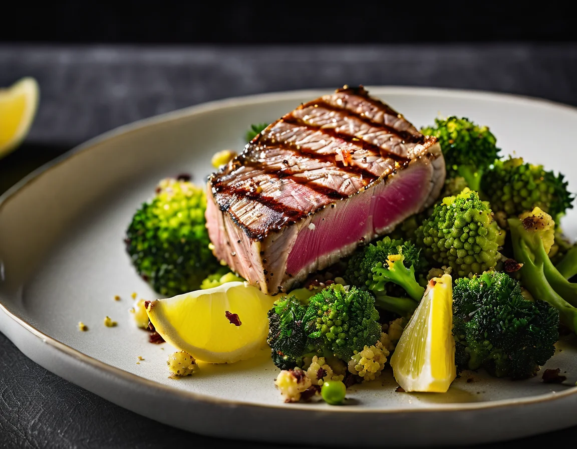 Atún a la Parrilla con Brócoli Romanesco al Limón