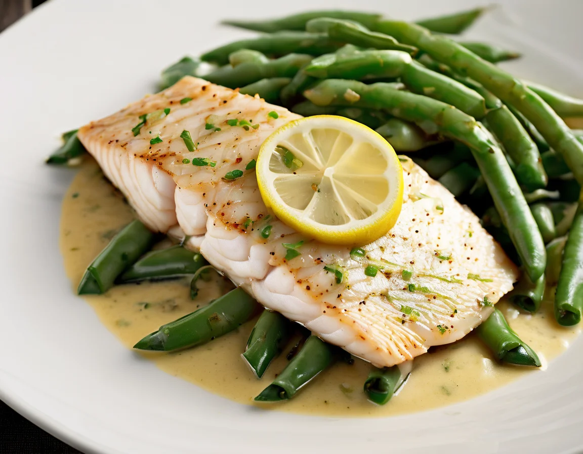 Filete de Tilapia con Vainitas en Salsa de Coco y Limón