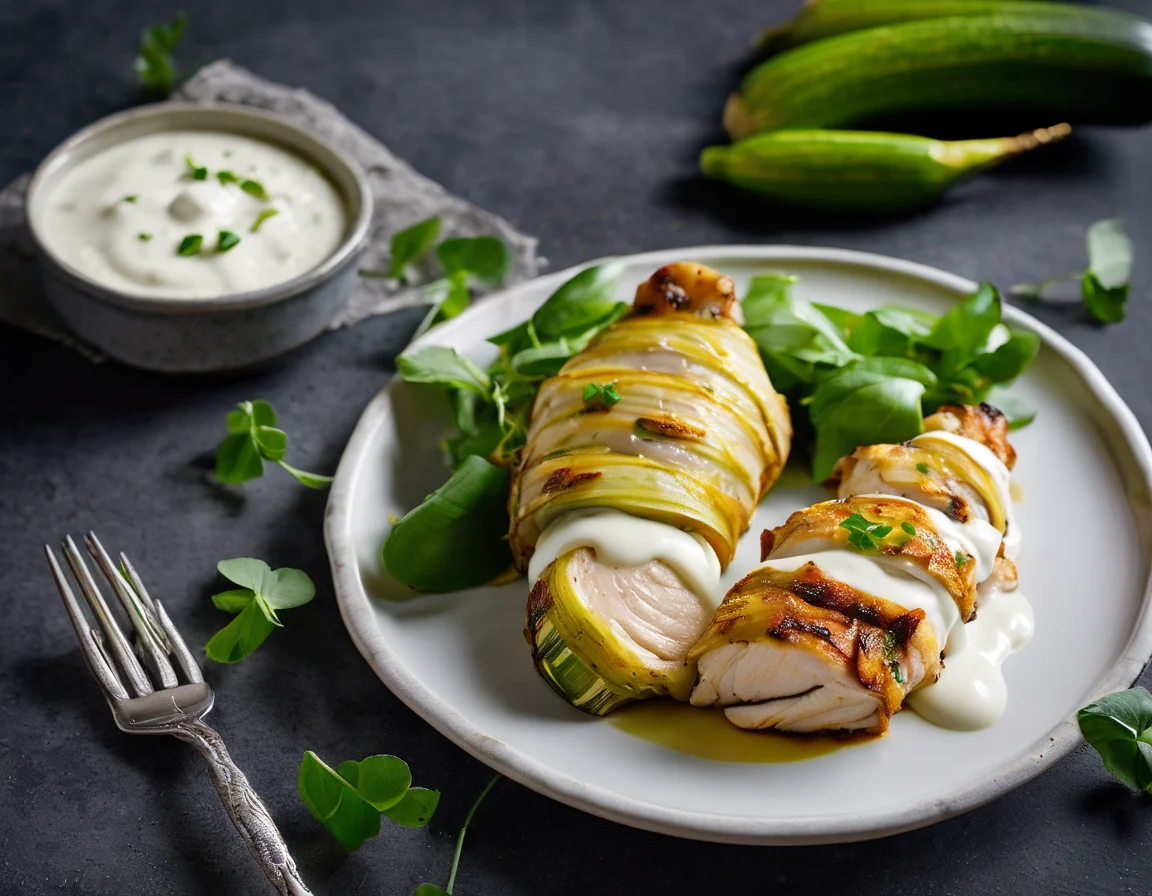 Pollo al Horno con Calabacín y Salsa de Yogur Probiótico